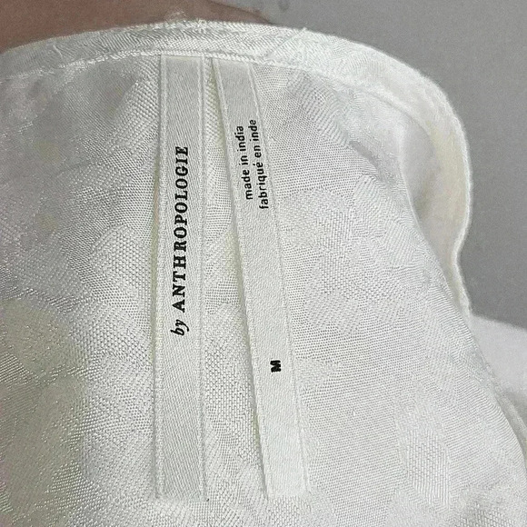 Anthropologie Ivory Wedge Short Sleeves Carson Pocket Floral Boho Top Size M - Picture 7 of 9